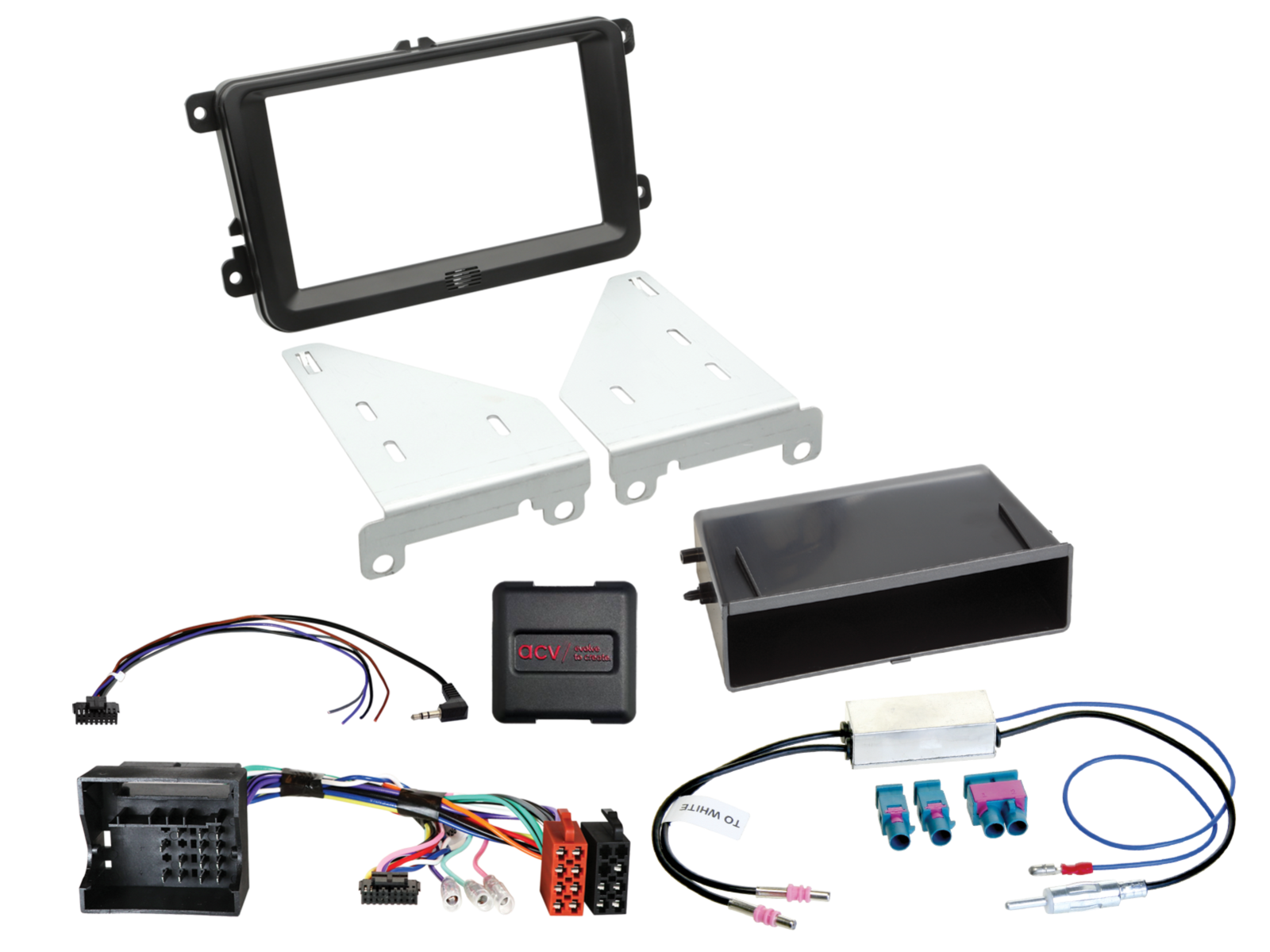 2-DIN Kit mit Fach Seat/Skoda/VW Fahrzeuge LFB/Antenne