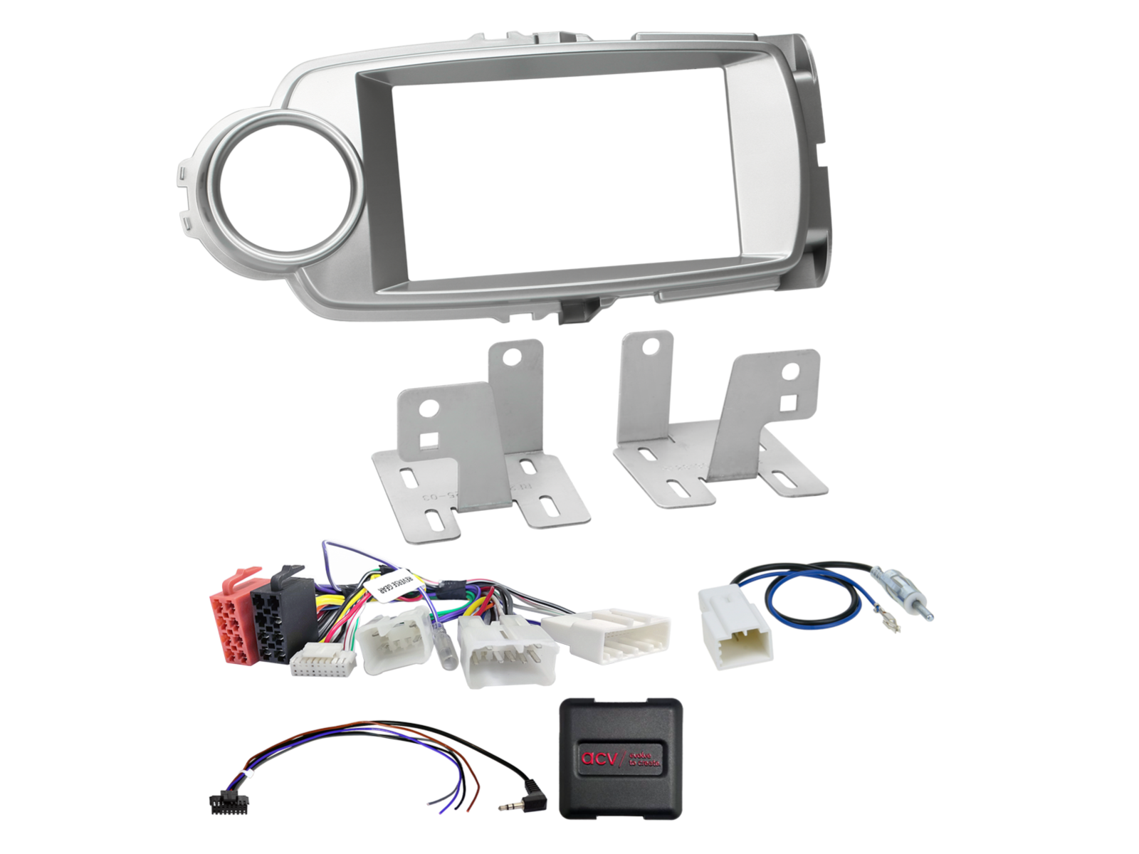 2-DIN Kit Toyota Yaris(XP13) 10/2011-08/2014 silber LFB