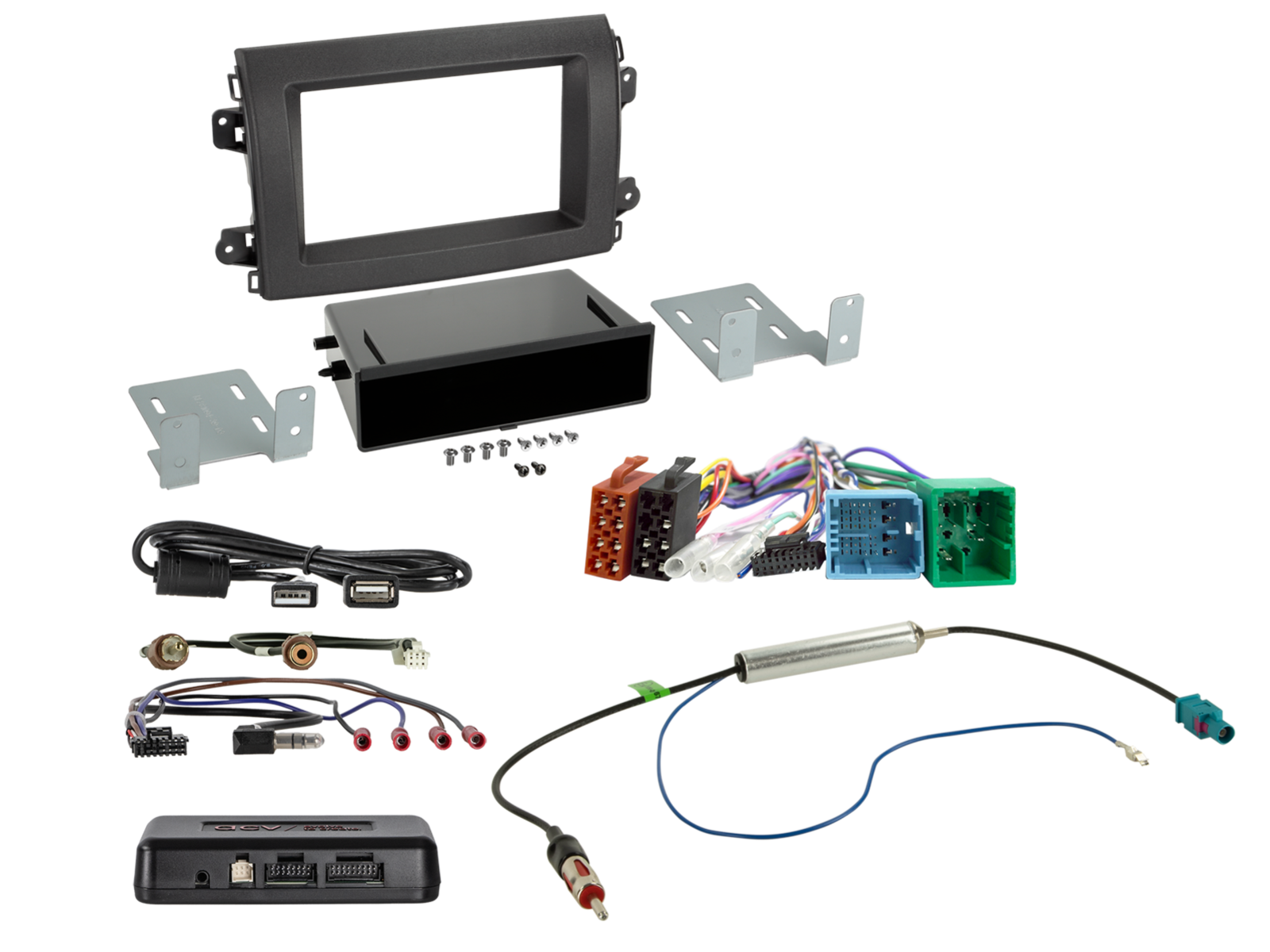 2-DIN Kit mit Fach Citroen/Fiat/Opel 12Pin/32Pin i-dapter