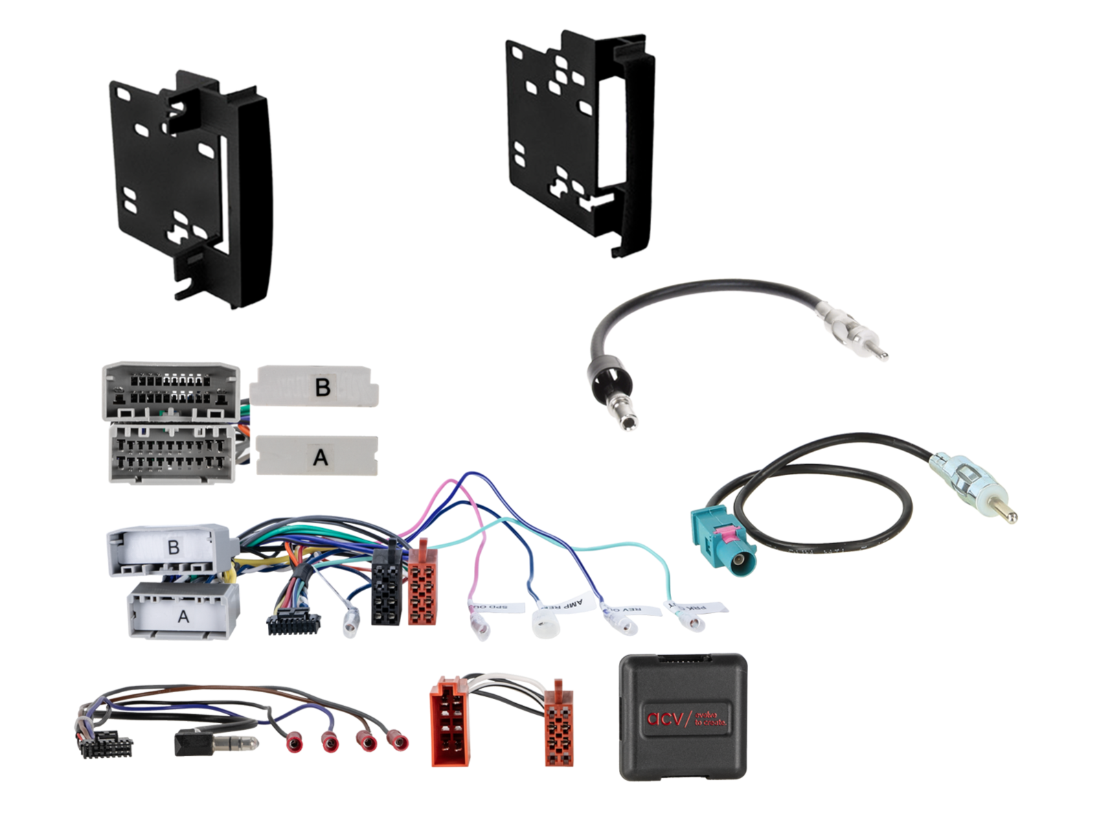 2-DIN Kit Chrysler/Dodge/Jeep/VW LFB/Amp schwarz