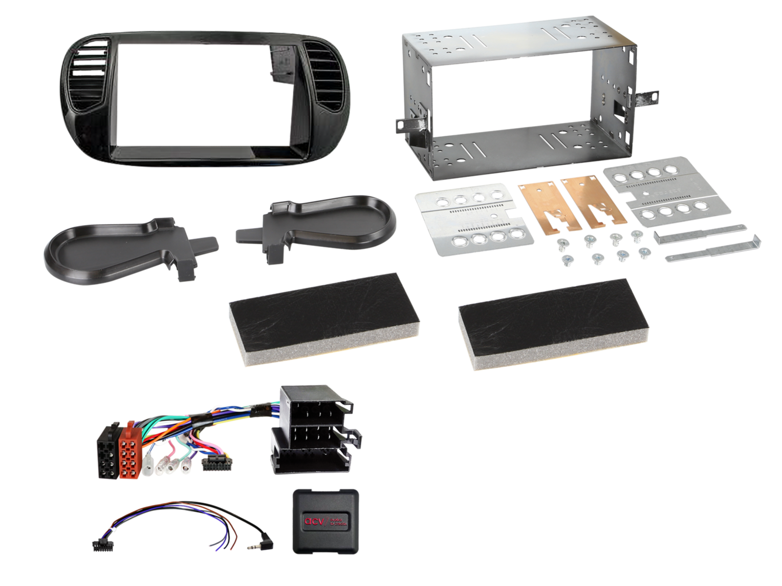 2-DIN Kit Fiat 500 10/2007-07/2015 LFB schwarz matt