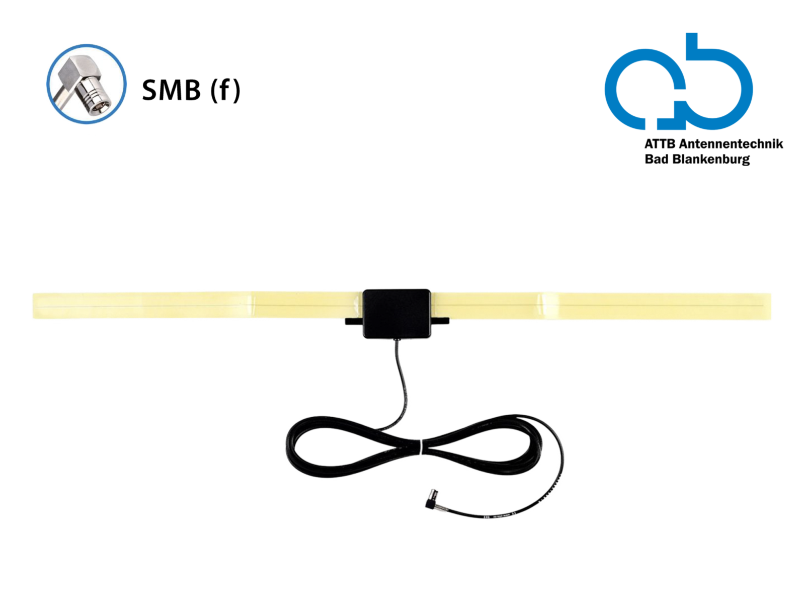 Glasklebeantenne DAB/DAB+ SMB(f) 12V Phantomspeisung