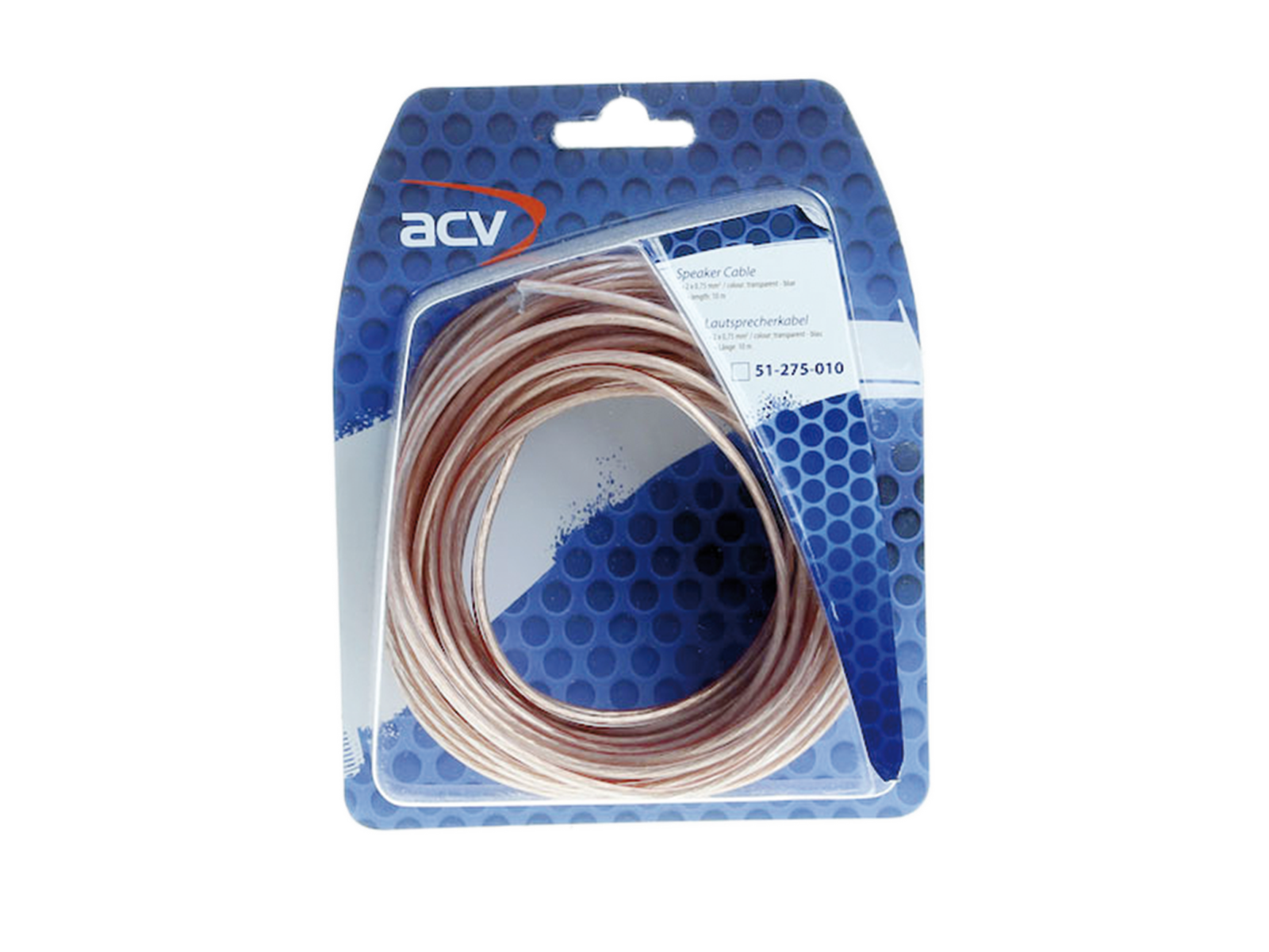 Lautsprecherkabel 2x0,75 mm transparent/blau Blister 10m