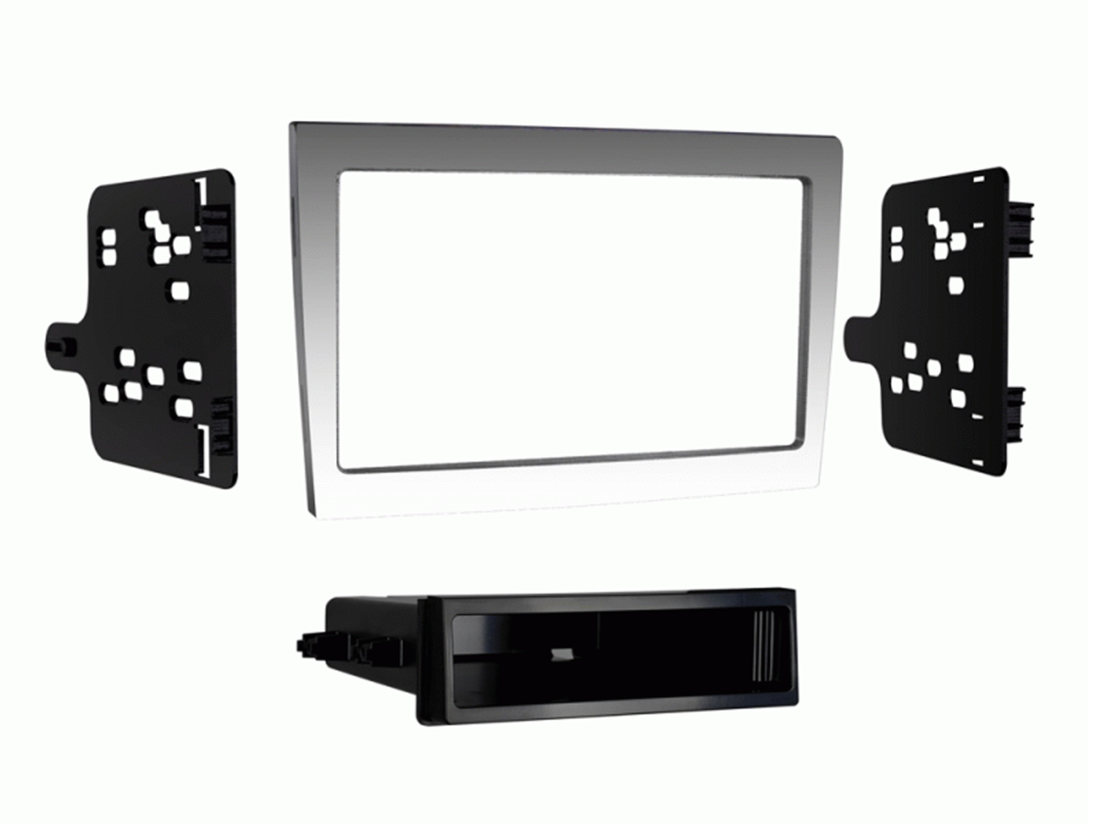 2-DIN Radioblende mit Fach Porsche 997/Boxster/Cayman silber