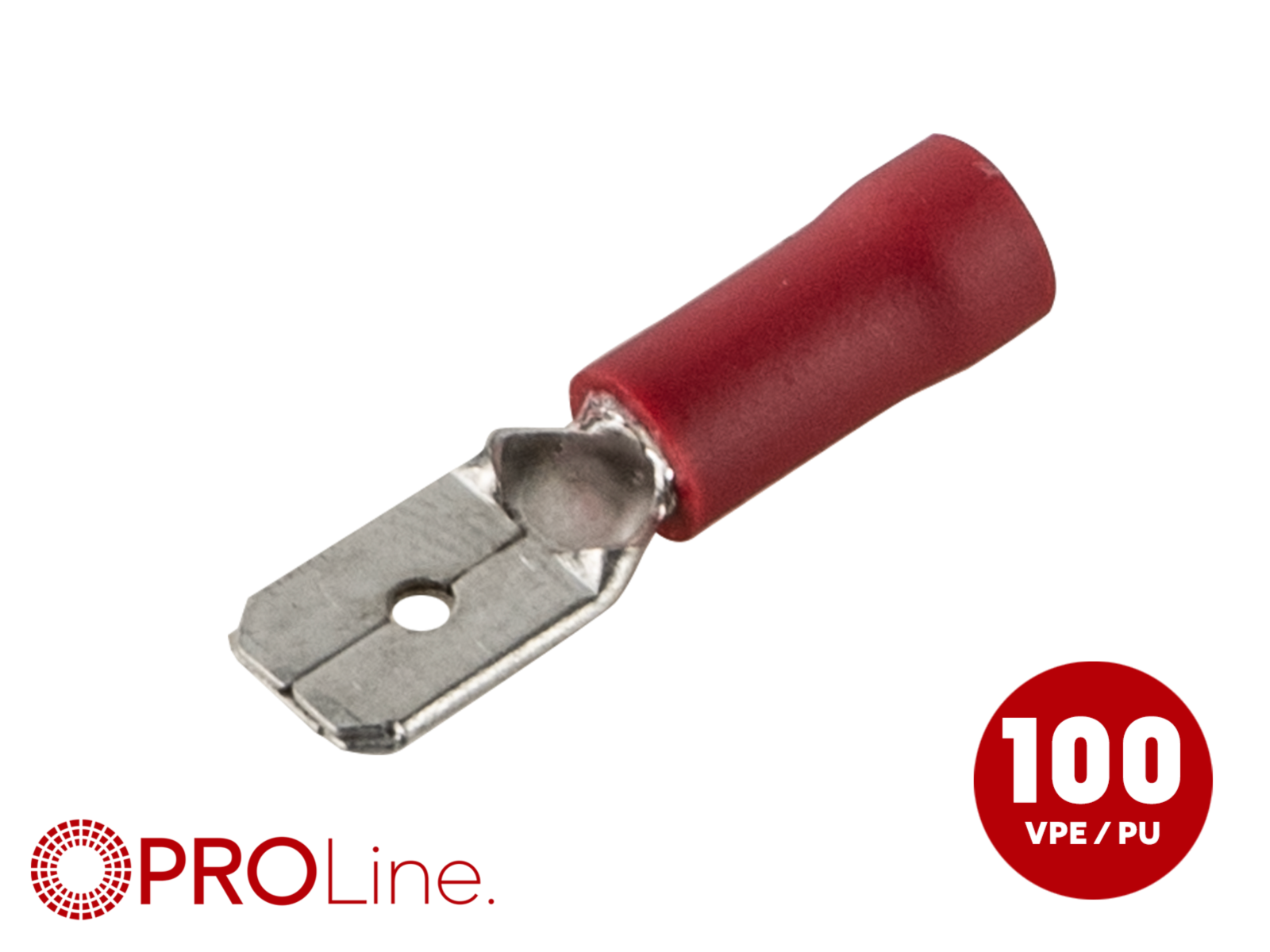 Flachstecker(m) 0,5mm²-1,5mm²/6,3mm rot ST 100 Stück lose