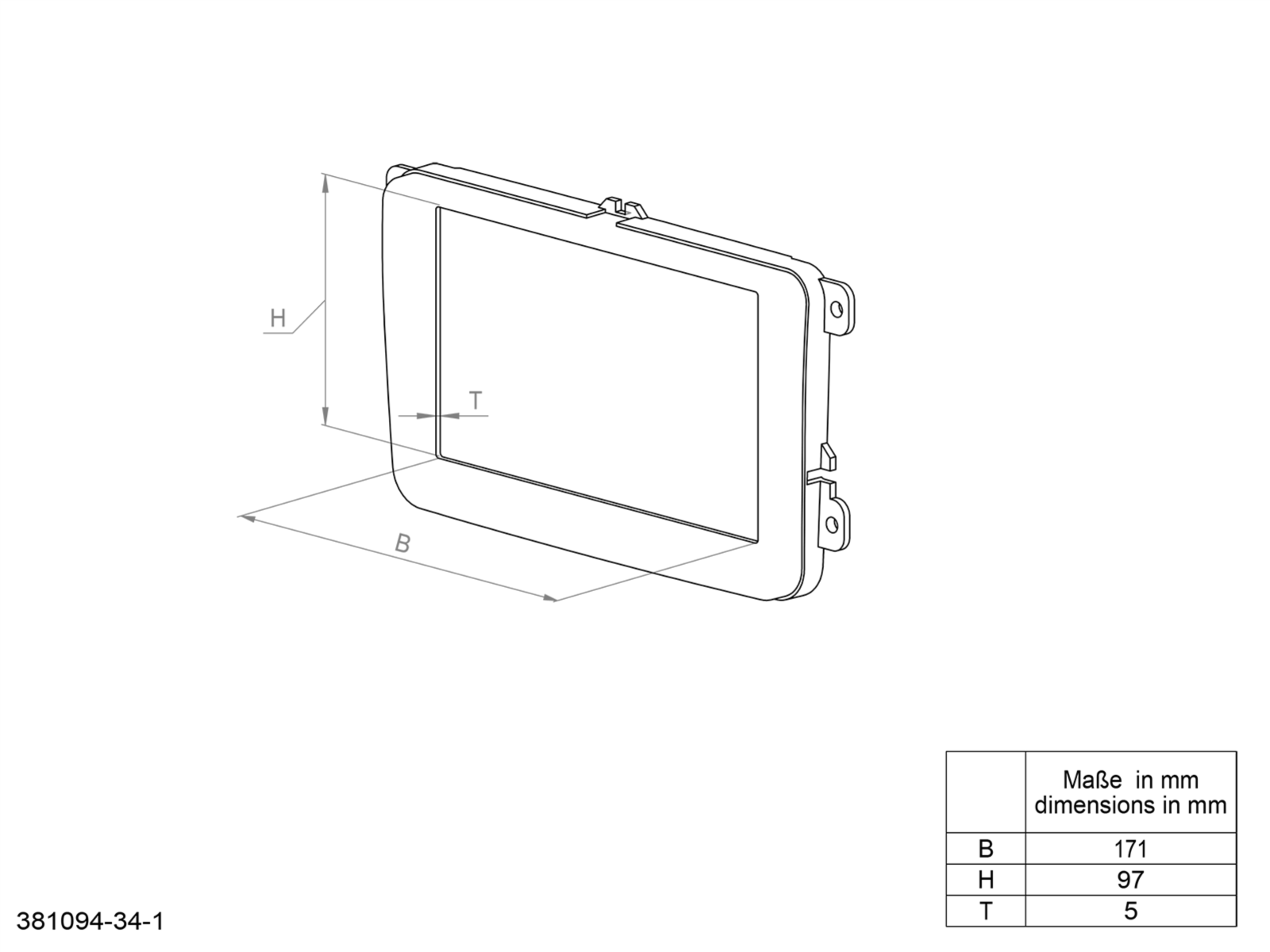2-DIN Radioblende Fiat Dobló 01/2015-06/2022 schwarz