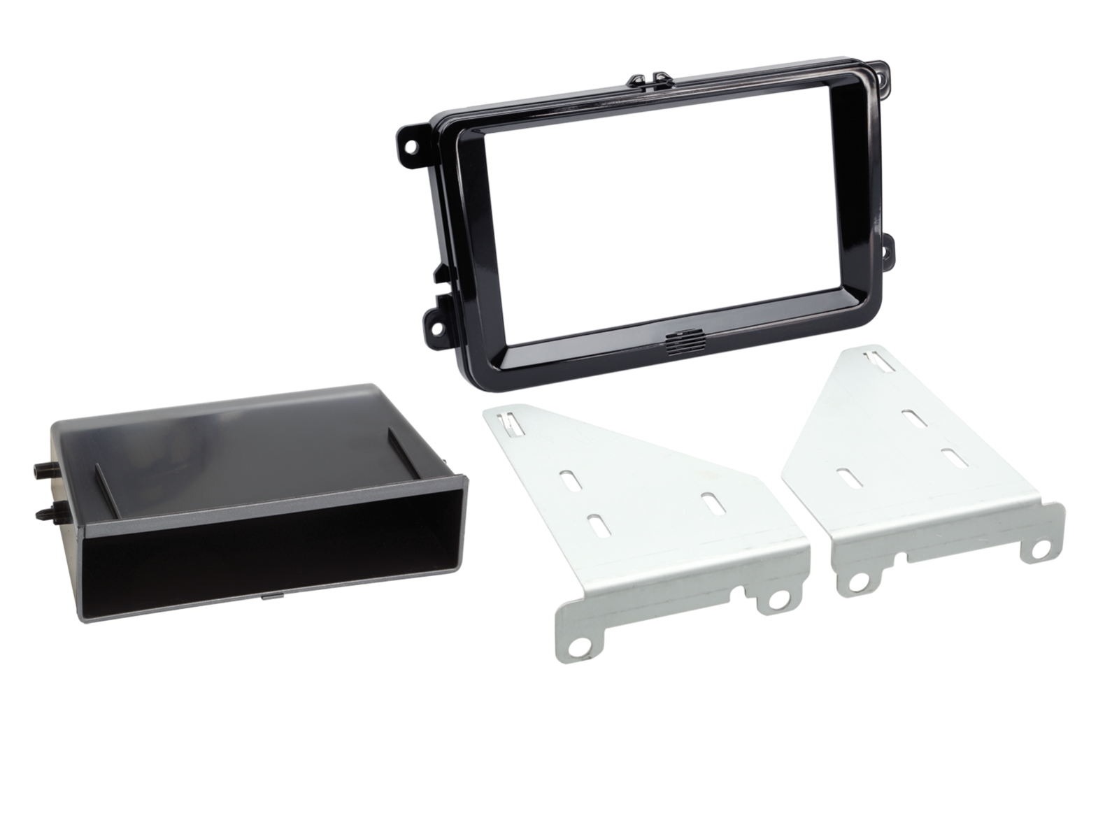 2-DIN Kit mit Fach Skoda/VW Klavierlack 40Pin/52Pin i-dapter