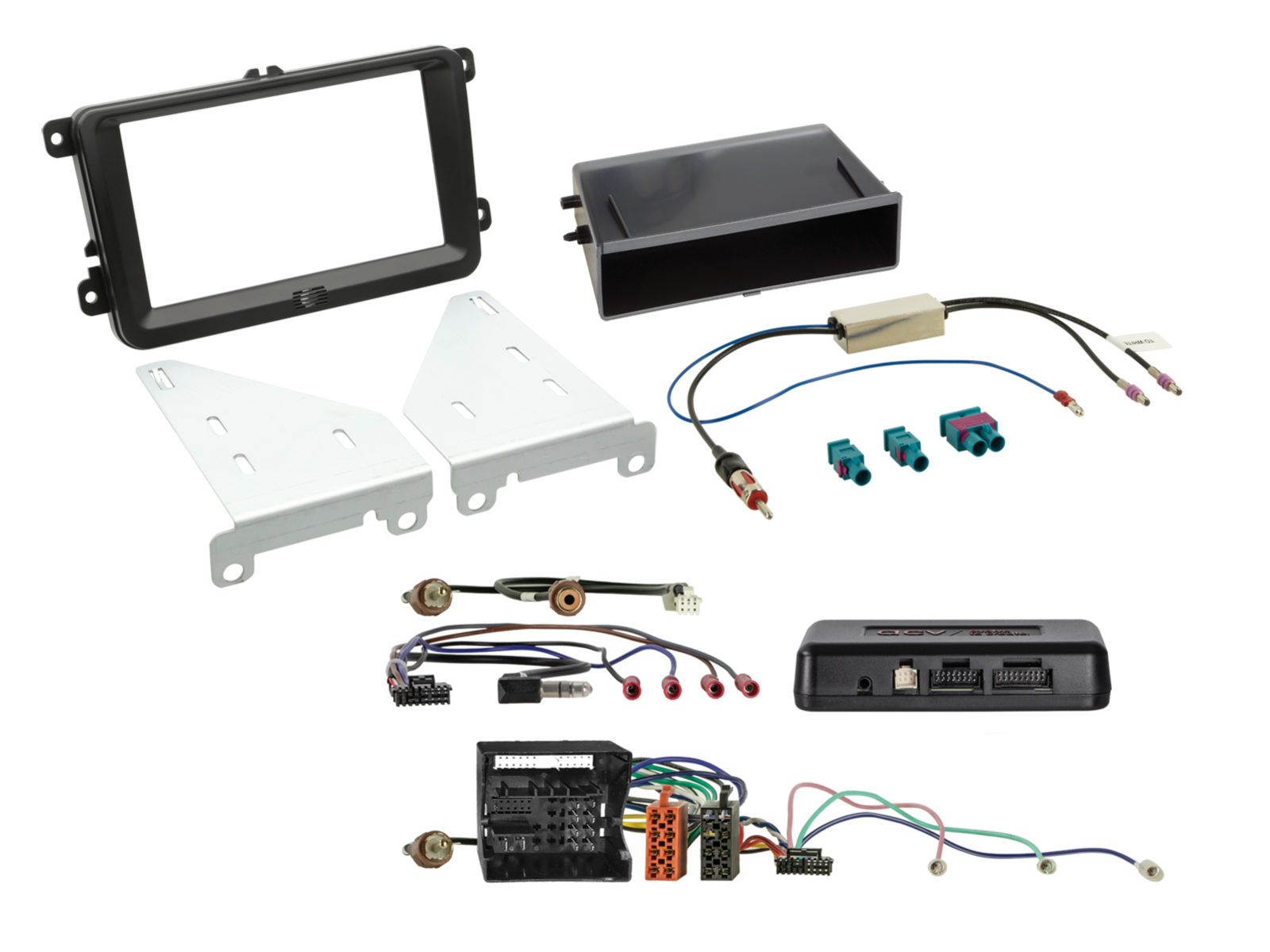 2-DIN Kit mit Fach Skoda/VW schwarz 52Pin i-dapter