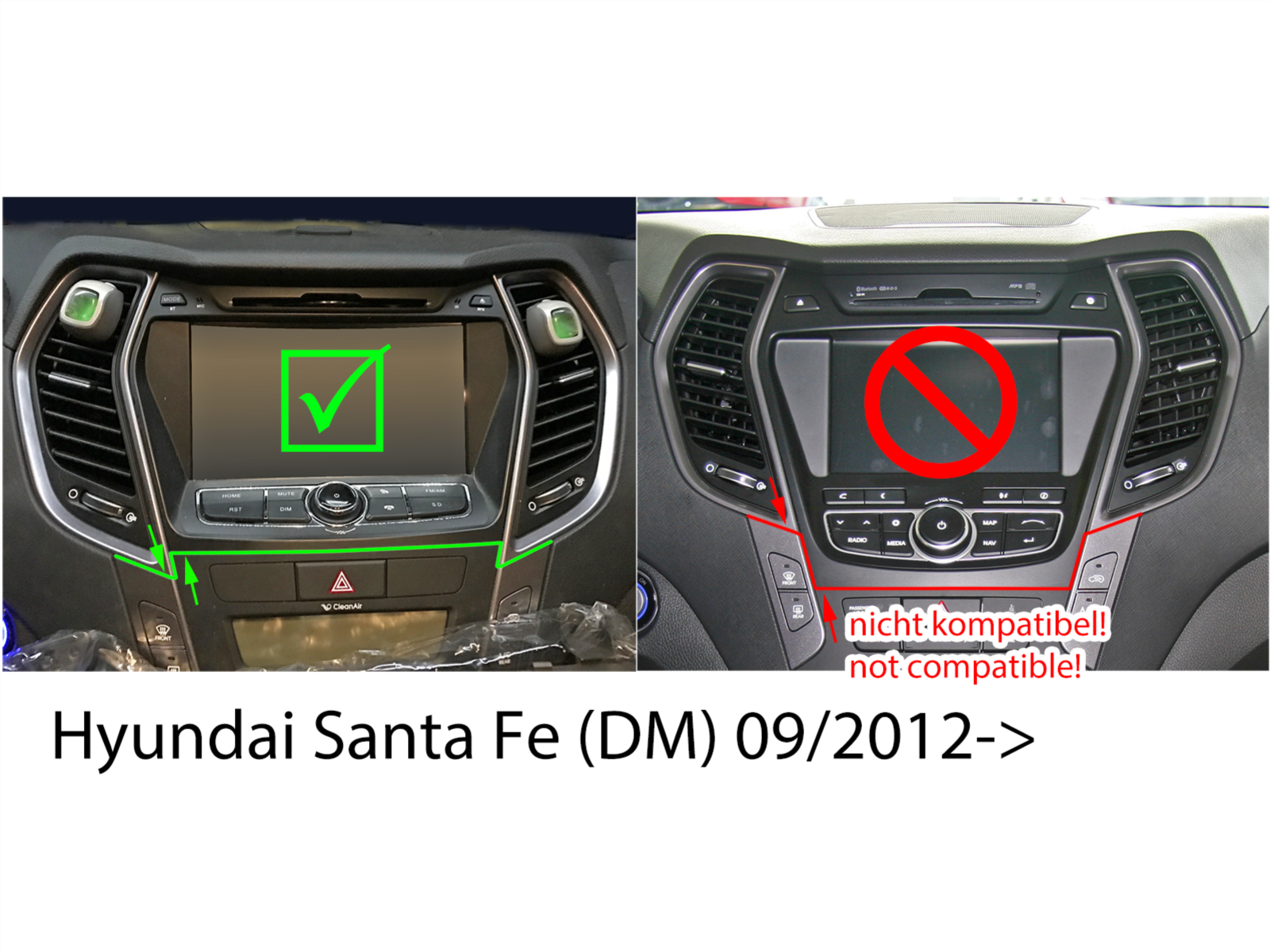 2-DIN RB mit Fach Hyundai Santa Fe > schwarz