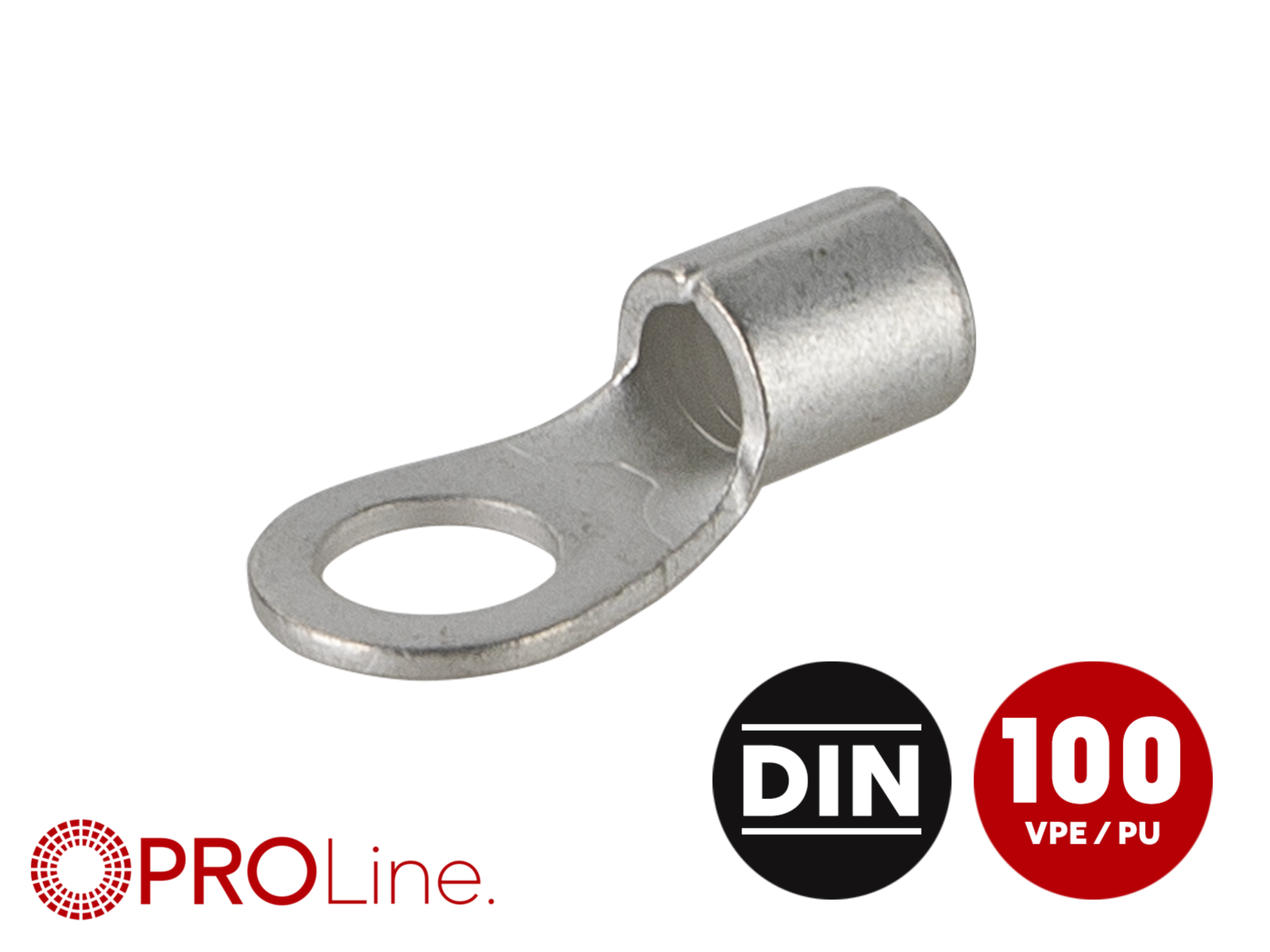 Ringkabelschuh 10mm²/6,5mm M6 unisoliert 100 Stück