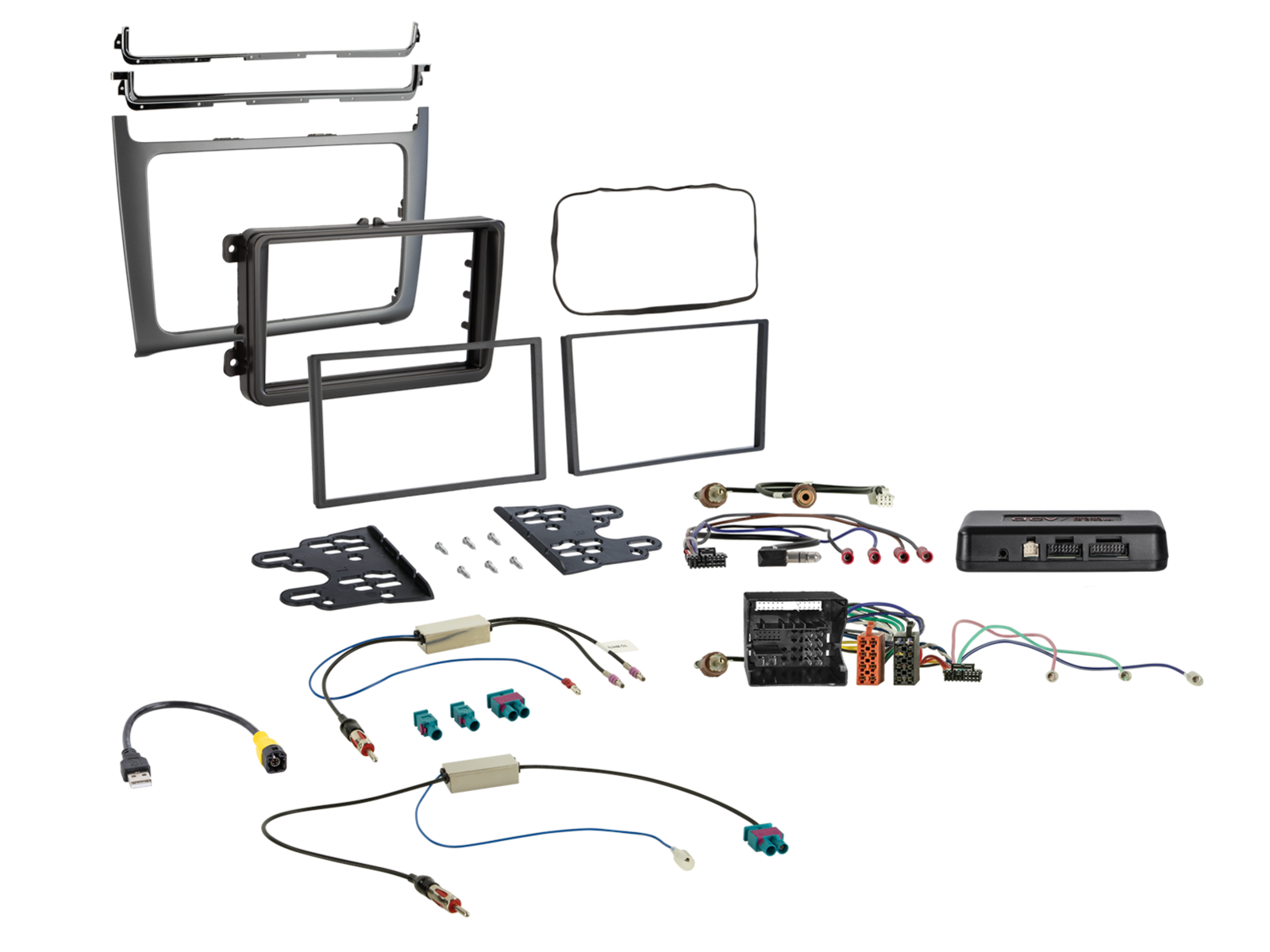 2-DIN Kit VW Polo 2014-2017 silber i-dapter/Anntenne