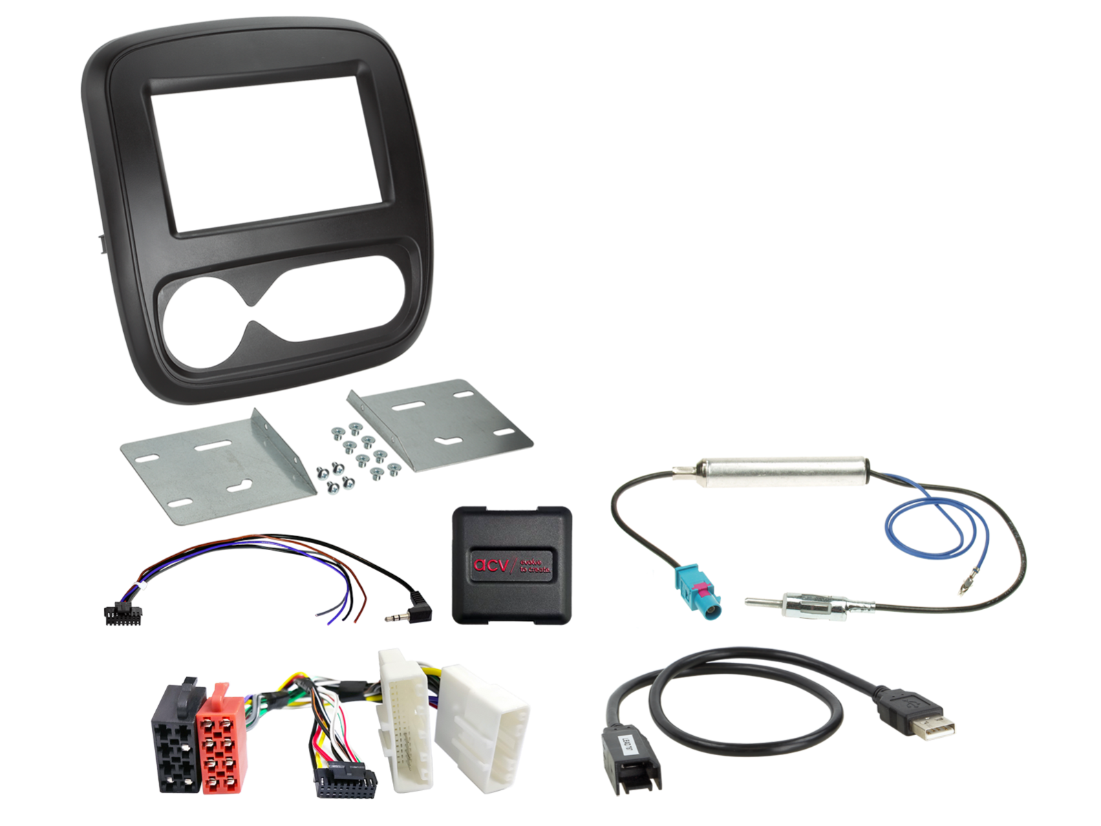 2-DIN Kit Fiat/Nissan/Opel/Renault mit Klimatronik LFB/USB