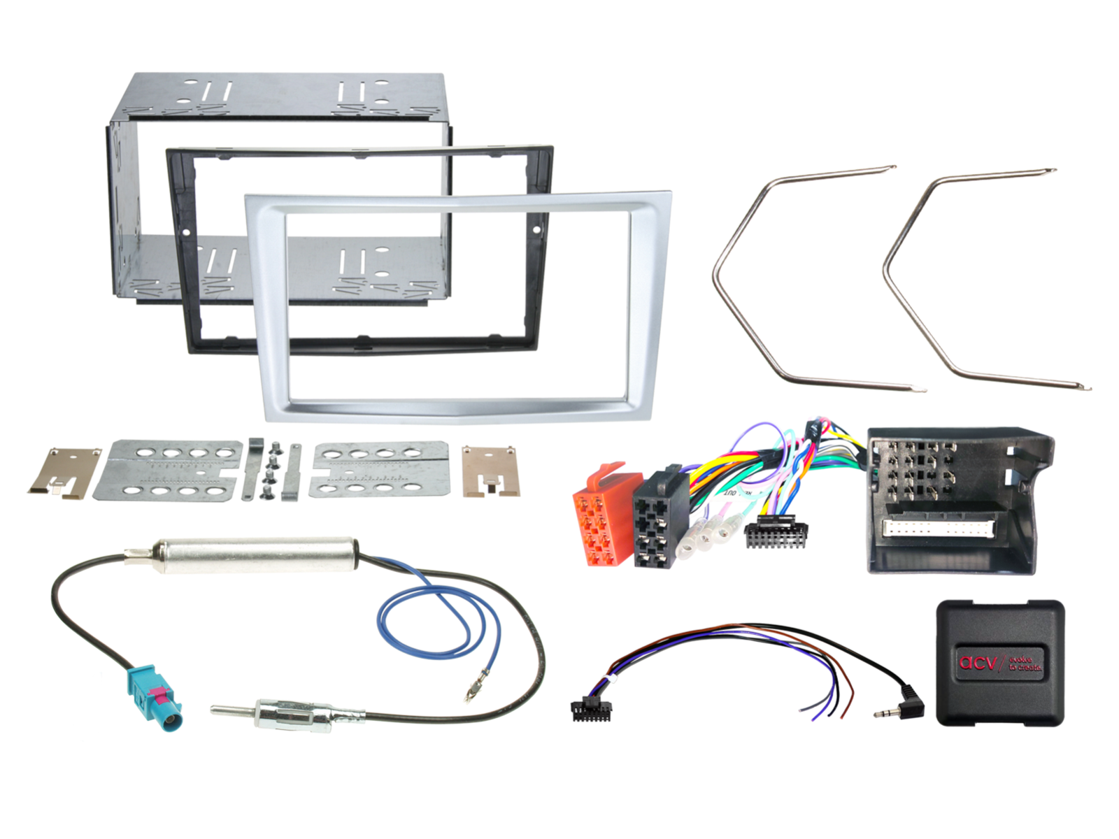 2-DIN Kit Opel Fahrzeuge matt chrom LFB/Antenne